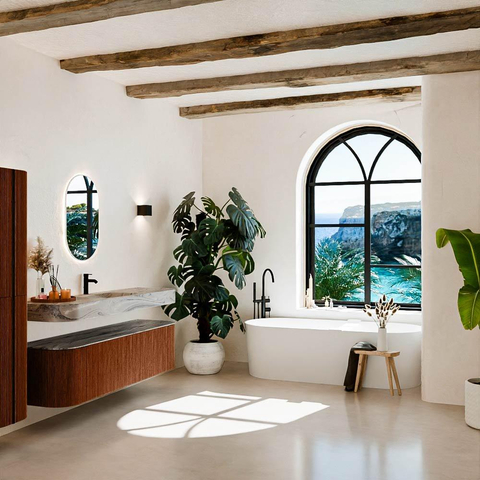 MONDIAZ THOR-DLUX 170cm badmeubel ronding links + rechts kleur Ruby met 1 lade en 2 deuren. Vrijhangende wastafel CLOUD Midden 1 kraangat kleur Sombra. SW1465862