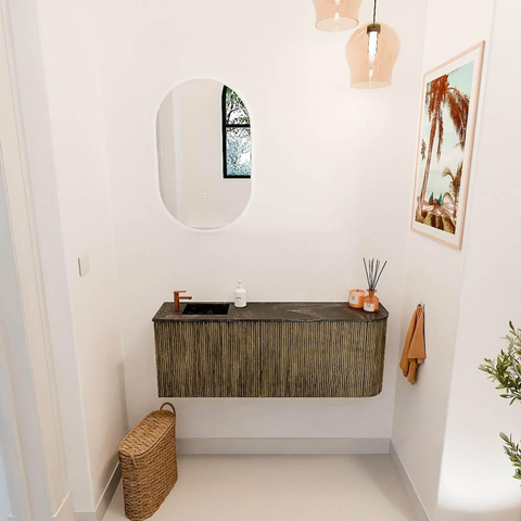 Mondiaz JOYA-DLUX 111.6cm toiletmeubel - ronding rechts kleur Dusk - Wastafel FAYE positie Links 1 kraangat kleur Lava. SW1423299