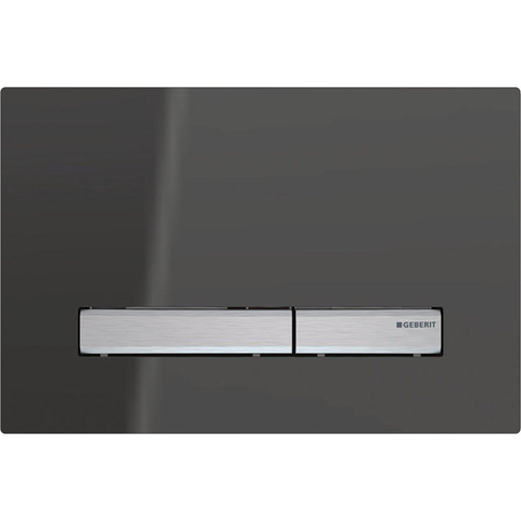 Geberit Sigma50 bedieningsplaat - 2-toets spoeling - vierkant - spiegelend rookglas - dualflush - hoogglans rookglas chroom antraciet SW259164