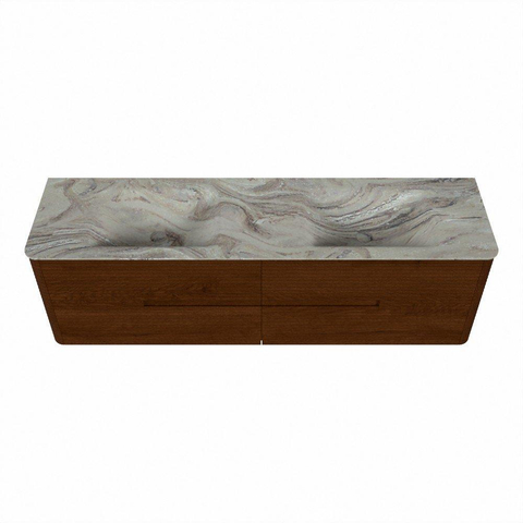 Mondiaz CIRO-DLUX Badkamermeubelset - 170x45x50cm - Solid surface wastafel Glace - 2 wasbak Dubbel - 2 kraangaten - 4 lades - Ruby SW1531697
