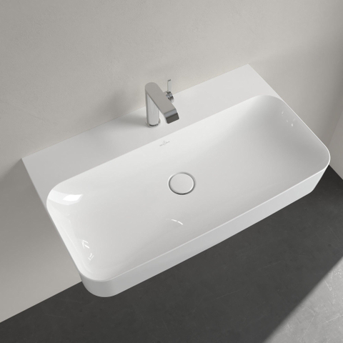 Villeroy & Boch finion wastafel - 1 kraangat - 80x47cm CeramicPlus - zonder overloop - White Alpine (glans wit) SW106480