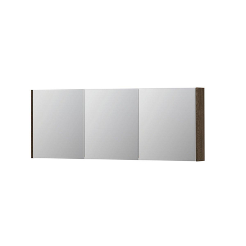 INK SPK1 Spiegelkast - 160x14x60cm - 3 deuren - dubbelzijdige Spiegel - schakelaar en stopcontact - eiken Massief eiken Charcoal SW493929