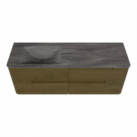 Mondiaz CIRO-DLUX Ensemble meuble de salle de bains - 140x45x50cm - Vasque solid surface Oza - 1 cuve à gauche - 1 trou de robinet - 4 tiroirs - Dusk SW1533300