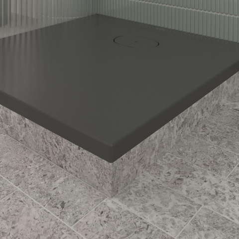 Villeroy & Boch Ecora douchebak - 80x80x3.5cm - afvoer korte zijde - anthracite (antraciet) SW1558926