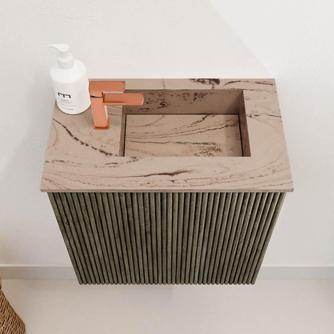 Mondiaz JOYA-DLUX 40cm toiletmeubel - kleur Shadow - Wastafel FAYE positie Rechts 1 kraangat kleur Arena. SW1424781