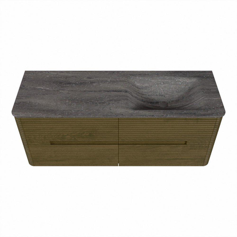 Mondiaz CIRO-DLUX Meuble de salle de bains - 130x45x50cm - Plan-vasque solid surface Oza - 1 lavabo à droite - 1 trou de robinet - 4 tiroirs - Dusk SW1533377