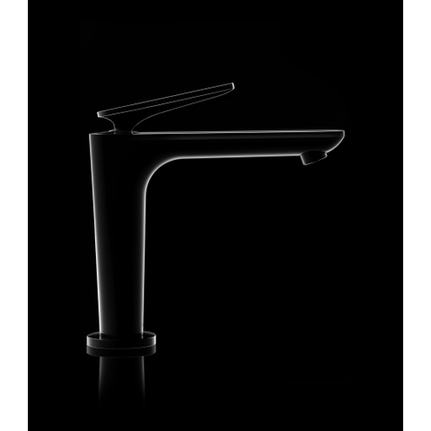 Hansgrohe Axor Citterio C 1-gats wastafelkraan 125 coolstart m. afvoerplug m. cubic cutvoorsprong 13.5cm - brushed black chrome SW1152127