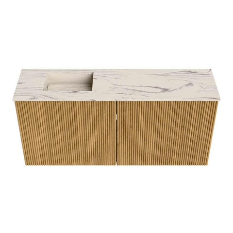 Mondiaz JOYA-DLUX 90cm meuble de toilette - couleur Chêne - Vasque FAYE position Gauche Sans trou de robinet couleur Nata. SW1424031