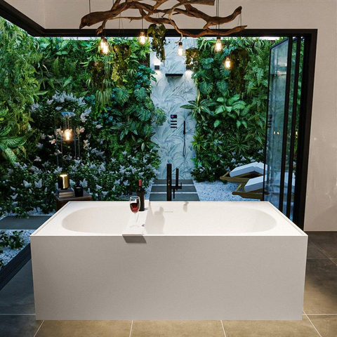 MONDIAZ FREEZE Baignoire autoportante - 180x85cm - Solid surface - lin mat / talc (beige / blanc) SW491446