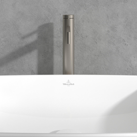 Villeroy & Boch Dawn 1 greeps wastafelkraan verhoogd - zonder pop up afvoergarnituur - Brushed Nickel (rvs) SW974121