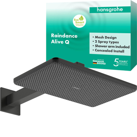 Hansgrohe Raindance alive Q - hoofddouche 210/340 2jet - ecosmart wand - geborsteld zwart chroom (antraciet) SW1388568