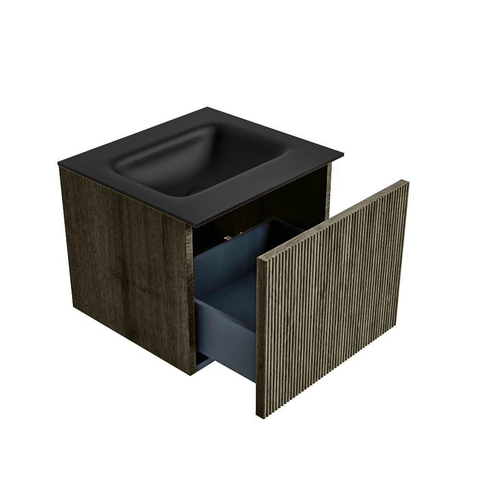 Mondiaz KURVE Ensemble de meuble de salle de bains - 50x46x40cm - 1 tiroir - vasque solid surface - centre - 1 trou de robinet - Shadow SW1414164