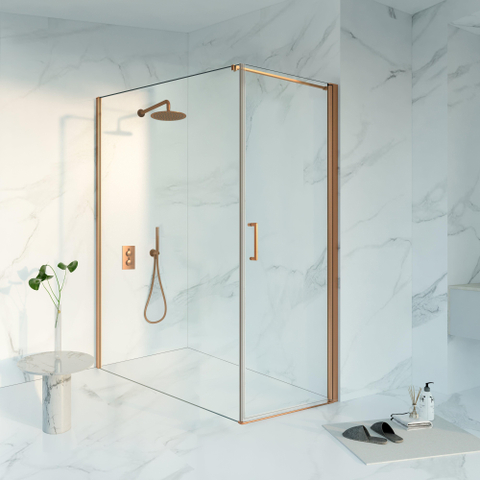 Fortifura Galeria Douchecabine - 70x180x200 - Profiel veiligheidsglas - antikalk - PVD - geborsteld koper SW1446157