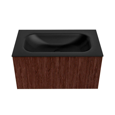Mondiaz KURVE Ensemble meuble de salle de bains - 80x46x40cm - 1 tiroir - lavabo solid surface - central - sans trou de robinet - Ruby SW1415419