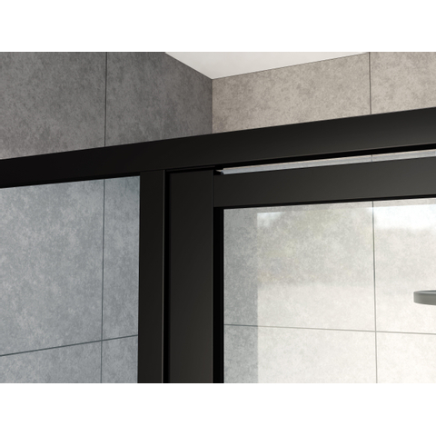 Marenza Bellini Porte de douche - 150x200cm - panneau fixe - lignes de cadre côté extérieur - anti-calcaire - noir mat SW491690