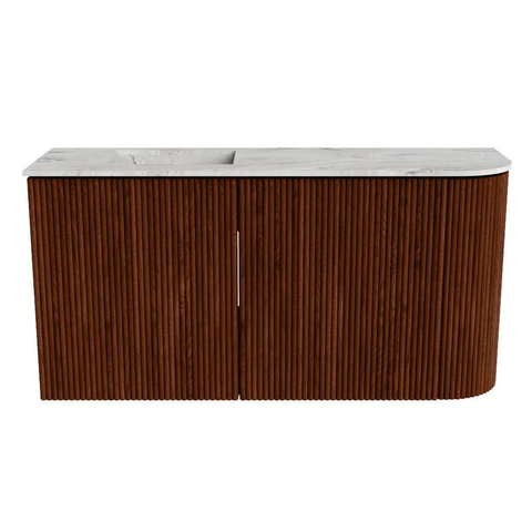 Mondiaz JOYA-DLUX 81.6cm toiletmeubel - ronding rechts kleur Ruby - Wastafel FAYE positie Links Zonder kraangat kleur Glace. SW1423641