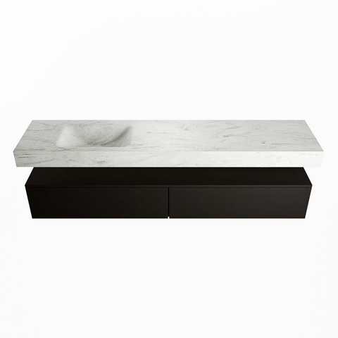 Mondiaz ALAN-DLUX Ensemble de meuble - 200cm - meuble Urban mat - 2 tiroirs - Lavabo Cloud Opalo suspendu - vasque Gauche - 1 trou de robinet SW806381