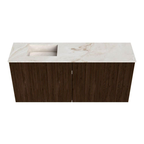 Mondiaz JOYA-DLUX 90cm meuble de salle de bains - couleur Walnut - Vasque FAYE position Gauche 1 trou de robinet couleur Frappe. SW1422308