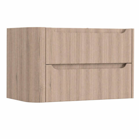 H&R Badmeubelen Juice Meuble sous lavabo - 80x45x50cm - coin gauche arrondi - 2 tiroirs - poignée intégrée - chêne Rockford SW1489061