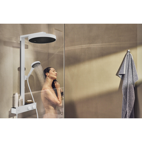 Hansgrohe RainFinity opbouw regendoucheset – thermostatisch – Ø36 cm hoofddouche – 2-standen handdouche – mat wit SW918188