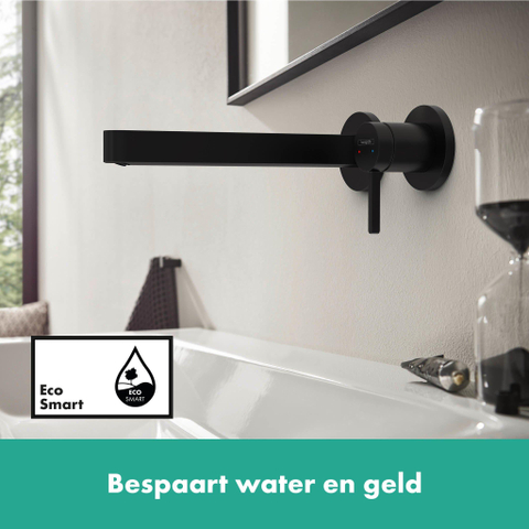 Hansgrohe Finoris 1 greeps wastafelkraan - inbouw - voorsprong 228 mm - met afvoerplug - mat zwart SW651252