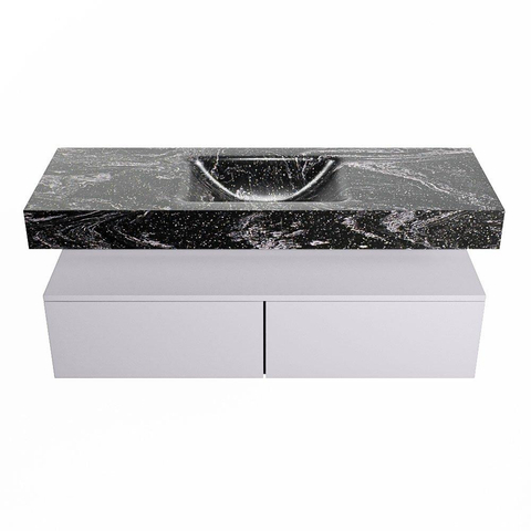 Mondiaz ALAN-DLUX Ensemble de meuble - 130cm - meuble Cale mat - 2 tiroirs - Lavabo Cloud Lava suspendu - vasque Centre - 1 trou de robinet SW808235