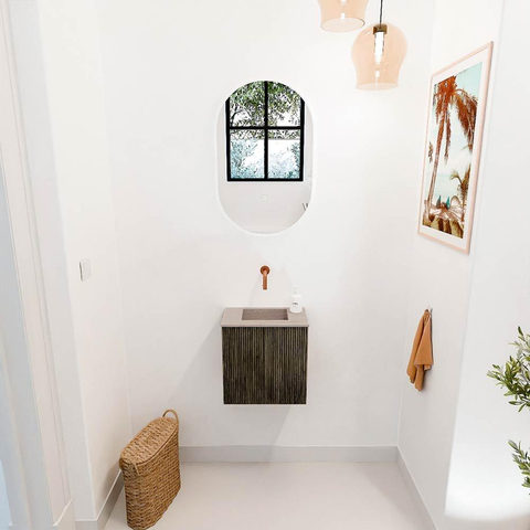 Mondiaz JOYA-DLUX 40cm toiletmeubel - kleur Shadow - Wastafel FAYE positie Midden Zonder kraangat kleur Saba. SW1425095