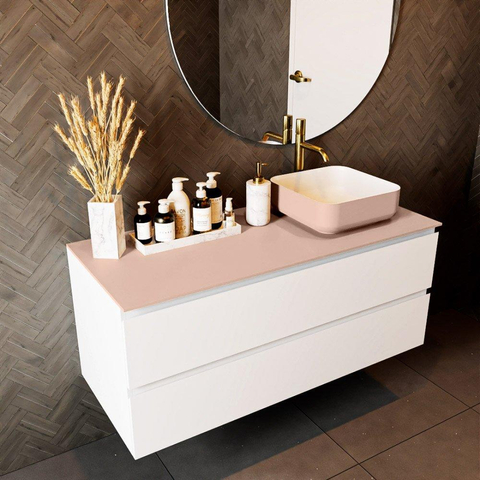 Mondiaz TOP 51 Topblad - 120x51x0.9cm - geschikt voor afdekplaat - Solid surface - Rosee SW1017311