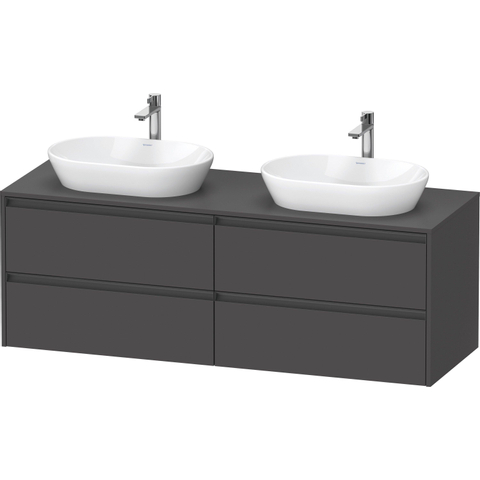 Duravit Ketho.2 Wastafelonderbouwkast - inclusief consoleplaat - met 4 laden - voor dubbele waskommen - 160x55x56.8cm - met handgrepen antraciet - grafiet mat SW772357