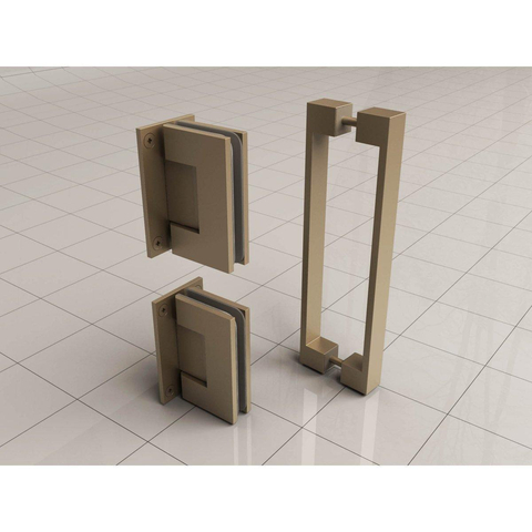 Wiesbaden Less porte de douche - 90x200cm - pour niche - porte pivotante - droite - laiton brossé (doré) SW680137