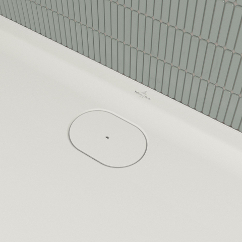 Villeroy & Boch Ecora douchebak - 170x80x3.5cm - afvoer lange zijde - stone white (wit) SW1559026