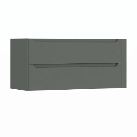 H&R Badmeubelen Juice Wastafelonderkast - 120x45x50cm - rechterhoek afgerond - 2 lades - geïntegreerde greep - Petrol mat SW1489643