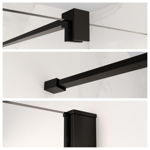 FugaFlow Eccelente Vetro profielset 200cm + stabilisatiestang 120cm mat zwart - SW1125305