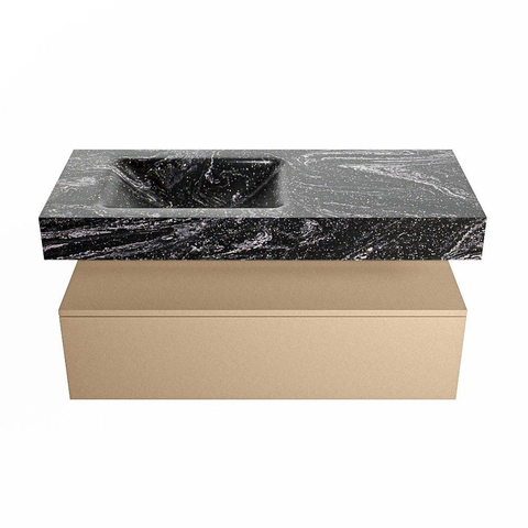 Mondiaz ALAN-DLUX Ensemble de meuble - 110cm - meuble Oro mat - 1 tiroir - Lavabo Cloud Lava suspendu - vasque Gauche - 1 trou de robinet SW808594