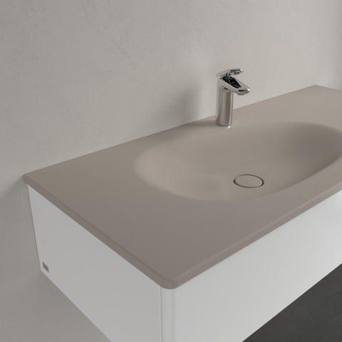 Villeroy & Boch Antao Meubelwastafel - 120x50x15cm CeramicPlus - zonder overloop - mat almond (beige) SW917888