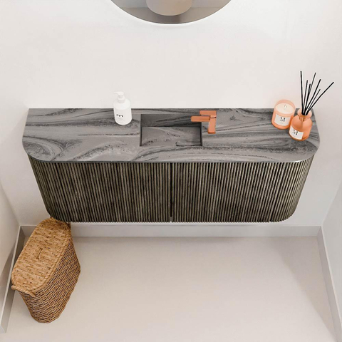 Mondiaz JOYA-DLUX 103.2cm toiletmeubel - ronding links en rechts kleur Shadow - Wastafel FAYE positie Midden 1 kraangat kleur Sombra. SW1425241