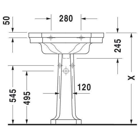 Duravit Serie 1930 Wastafel - 70x50cm - met 1 kraangat - met overloop - wit 0293369