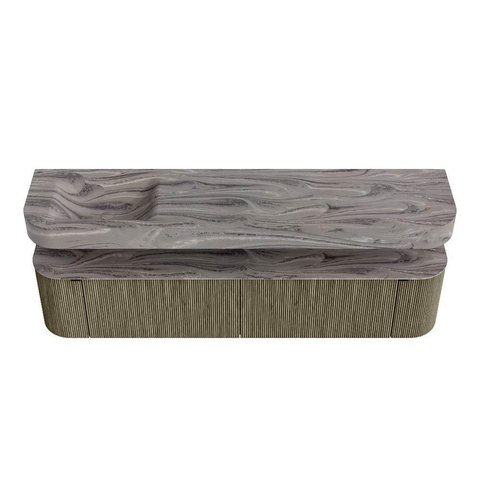 MONDIAZ THOR-DLUX 200cm meuble de salle de bains arrondi gauche + droite couleur Shadow avec 2 tiroirs et 2 portes. Vasque suspendue CLOUD Gauche sans trou de robinet couleur Sombra. SW1467282