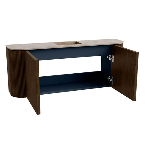 Mondiaz JOYA-DLUX 103.2cm toiletmeubel - ronding links en rechts kleur Walnut - Wastafel FAYE positie Midden 1 kraangat kleur Saba. SW1424707