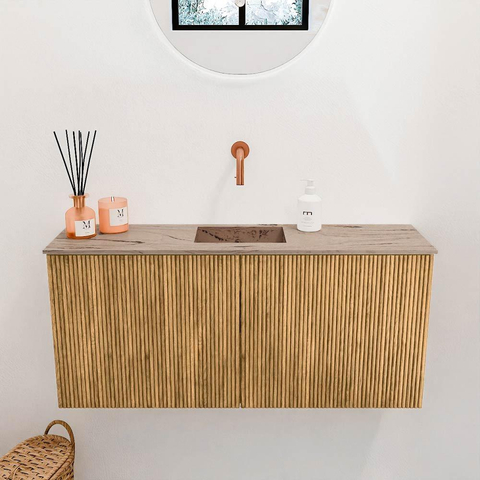 Mondiaz JOYA-DLUX 90cm toiletmeubel - kleur Oak - Wastafel FAYE positie Midden Zonder kraangat kleur Arena. SW1423854