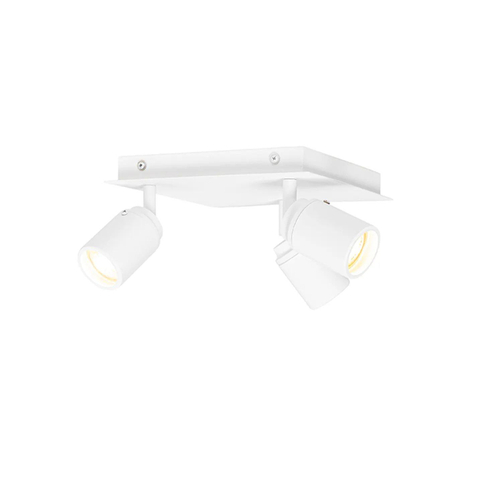 QAZQA Ducha badkamer plafondlamp - 23x23cm - 3 spots - IP44 - vierkant - mat wit TWEEDEKANS OUT14222
