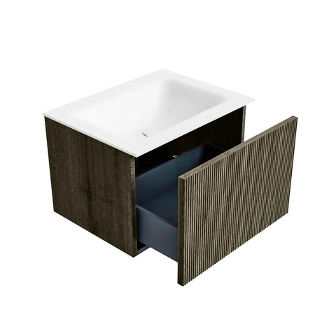 Mondiaz KURVE Badkamermeubelset - 175x46x40cm - 2 lade - 1 deur - wastafel solid surface - dubbel / links - 2 kraangaten - Shadow SW1414156