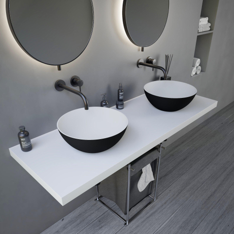 Ideavit Solidthin waskom - 39x39x14.5cm - Solid surface - Rond - Mat Zwart SW857489