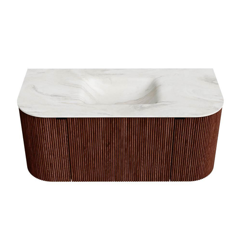 Mondiaz KURVE-DLUX Badkamermeubelset - 100x46x40cm - 1 lade - 2 deuren - wastafel solid surface - midden - 1 kraangat - Ruby SW1415908