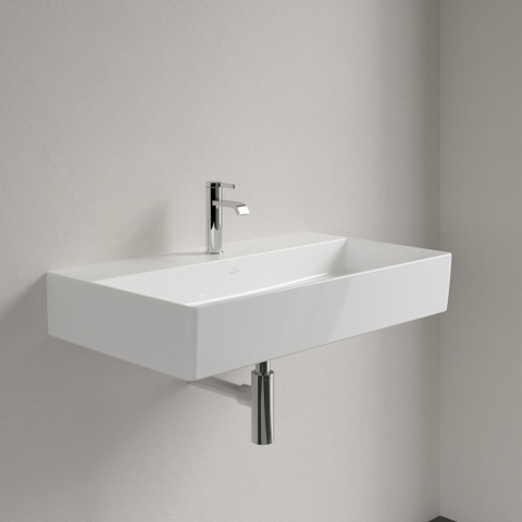 Villeroy & Boch memento 2.0 wastafel onderzijde - geslepen - 80x47cm - zonder overloop - 1 kraangat CeramicPlus - White Alpine (glans wit) SW358455