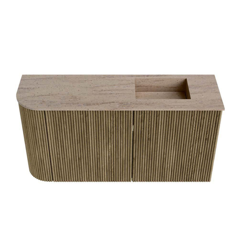 Mondiaz JOYA-DLUX 81.6cm meuble de toilette - arrondi gauche couleur Dusk - Vasque FAYE position Droite Sans trou de robinet couleur Saba. SW1426091