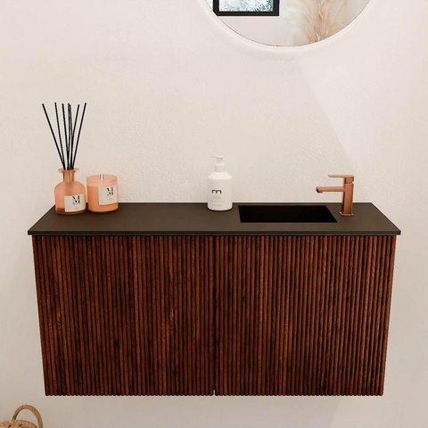 Mondiaz JOYA 80cm meuble de salle de bains - couleur Ruby - Vasque FAYE position Droite 1 trou de robinet couleur Urban SW1421830