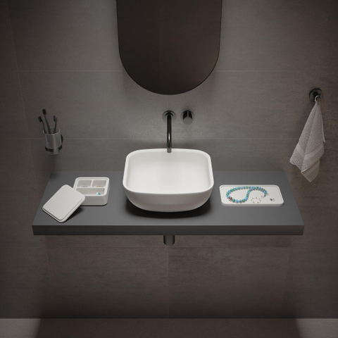 Ideavit Solidpool waskom - 35x35x13cm - Solid surface - Vierkant - Mat Wit SW857488