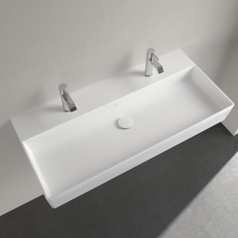 Villeroy & Boch Memento 2.0 lavabo - dessous meulé 100x47cm - sans trop-plein 2 trous de robinet ceramic+ blanc SW358449