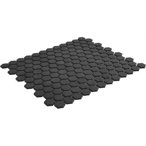 The Mosaic Factory London mozaïektegel - 26x30cm - 5mm - hexagon - R11 - mat black (zwart) SW62255